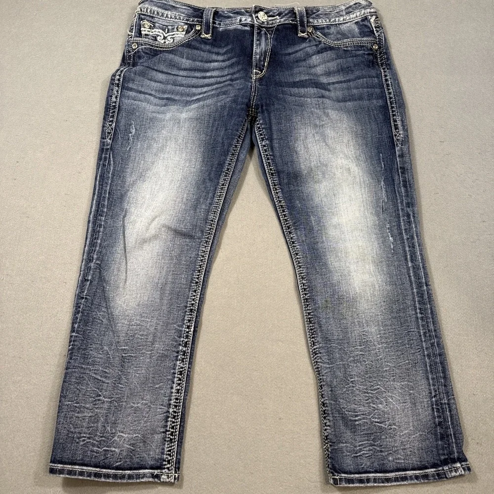 Rock Revival EASY CAPRI SORA Jeans Embroidered Pockets Logo Accents Men 32